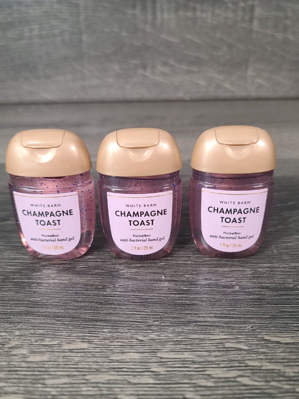 Bath Body Works Champagne Toast Lot of 3 Anti-Bacterial Hand Gels - Picture 2 of 7